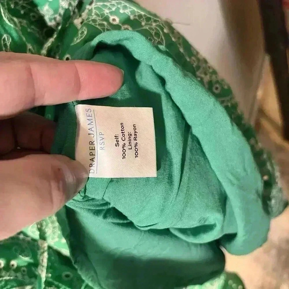 Draper James Mini Dress Womens XXL Green Fit & Flare Embroidered Eyelet Lined - Picture 5 of 7